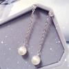 Women's Hanging Earrings Imitation Pearl Ball Pendants Dangle Earrings Silver Chain Drop Earrings for Female trend