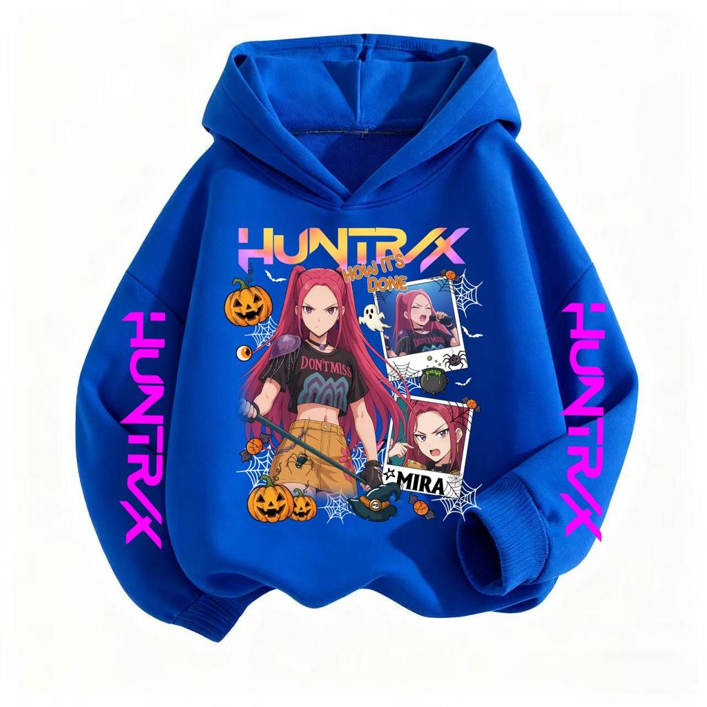 KPop Demon Hunter Cartoon Girl Boy Hooded Sweatshirt Children Fashion Casual Top Casual Girl Boy Costume