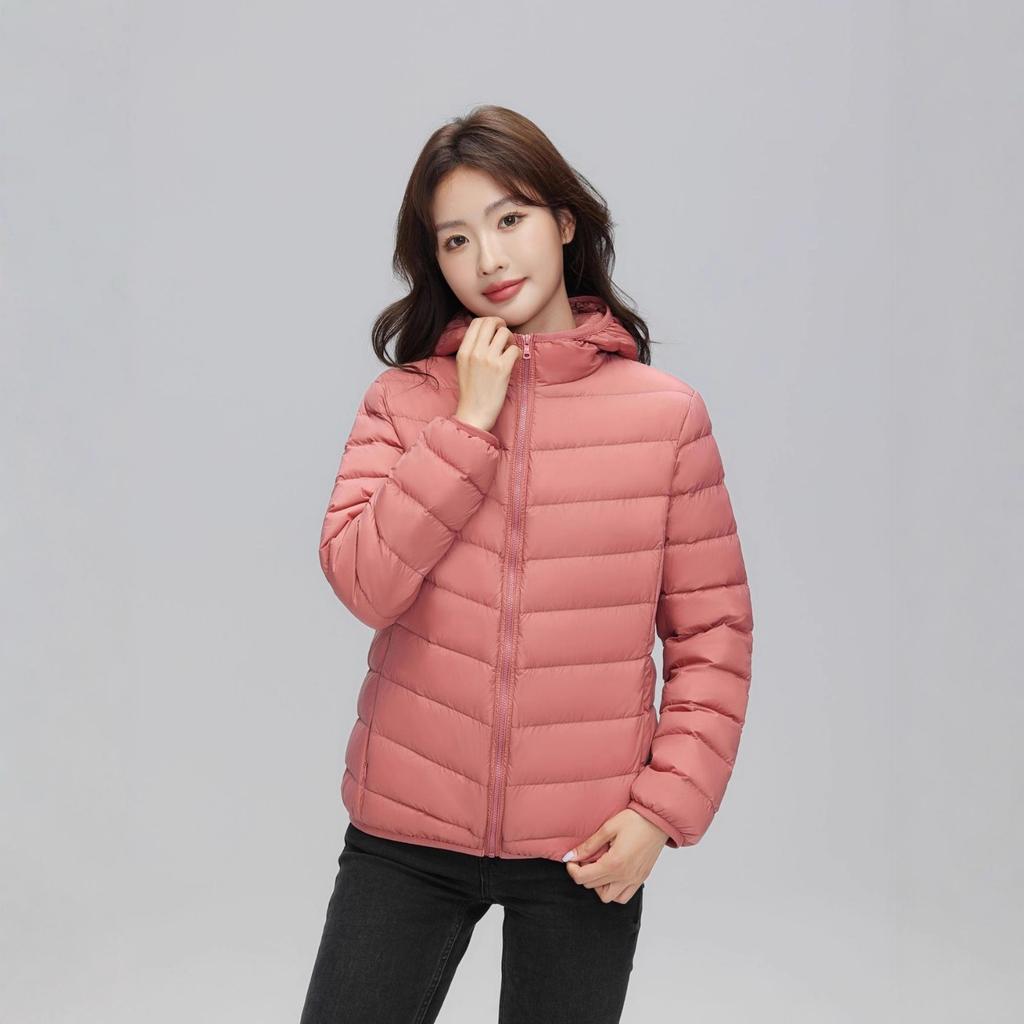 Light down jacket women's autumn and winter new short white duck down winter hooded and thin casual coat tide