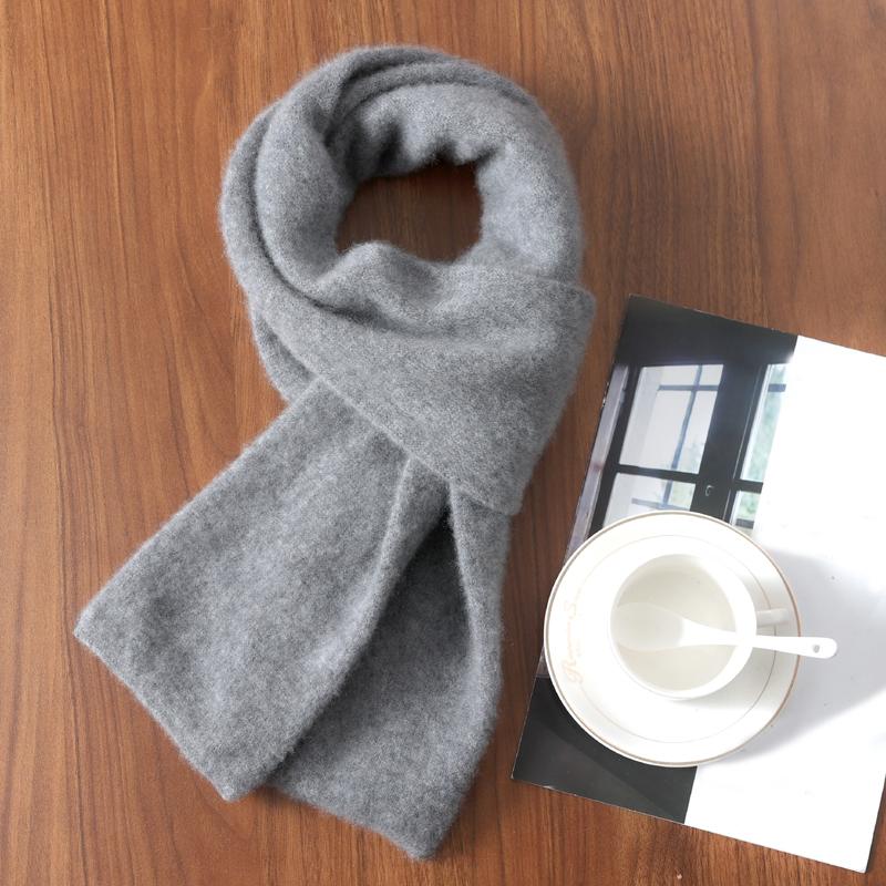 

100% Wool Knitted Long Scarf For Women Winter Autumn Soft Warm Solid Luxury Cashmere Shawls Neck Protect Scarves Men 170cmx11cm 170cmx11cm серый