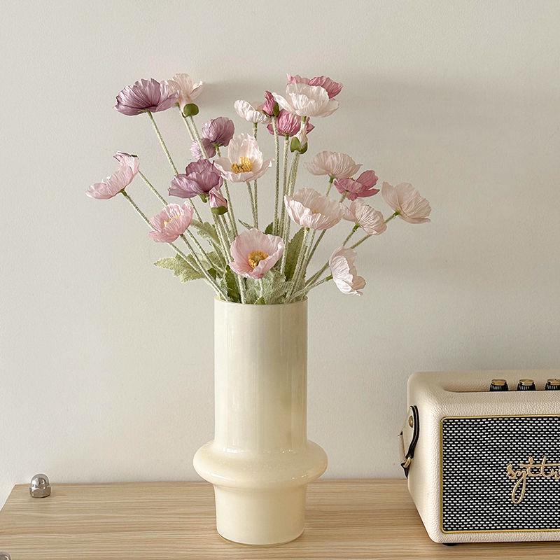 Artificial Pink Iceland Poppy Vase Decoration for Home or Living Room