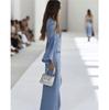 Loose Solid Color Denim Style Jumpsuits Women Single-Breasted Casual Autumn Winter Flare Sleeve Turn-Down Collar Playsuits