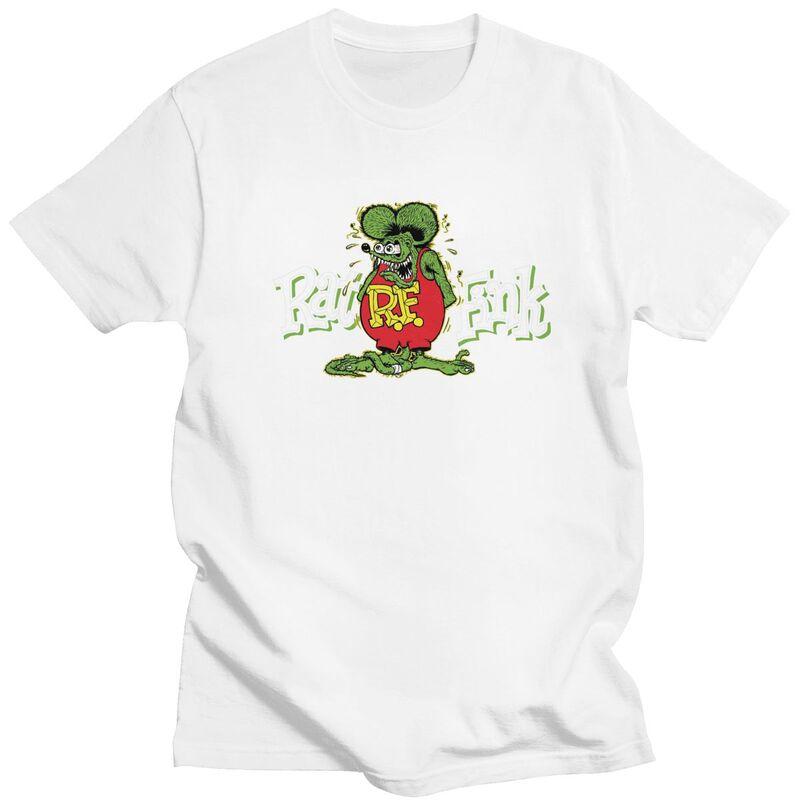 Custom Anime Cartoon Rat Fink T Shirts for Men Pure Cotton Tees Tshirts Short Sleeve Casual Tshirt