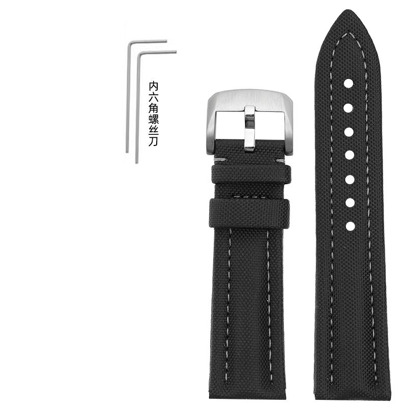 For BLANCPAIN Co branded Fifty Fathoms Five Oceans Nylon silicone bottom Watch Strap Black Men's Canvas Bracelet 22MM Watchband
