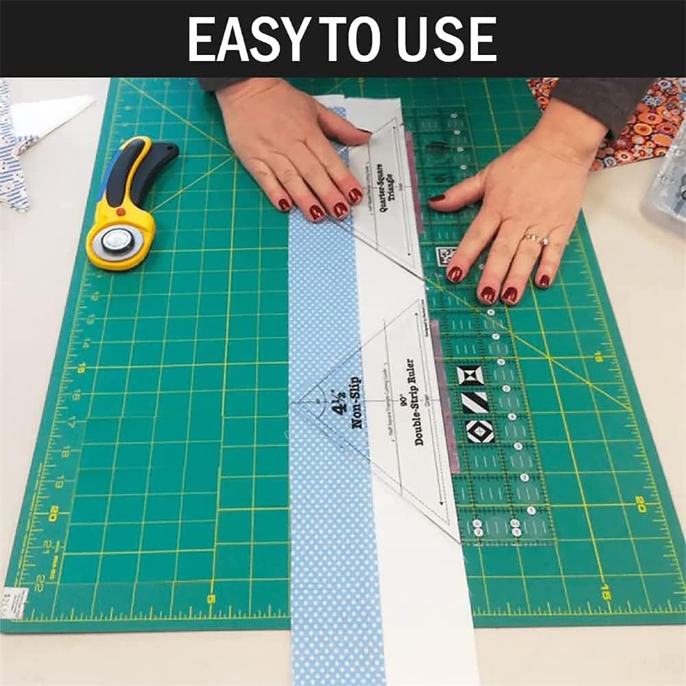 45/60/90 Degree Double Strip Quilting Patchwork Ruler Template Non-Slip Acrylic Quilting Rulers for Quarter Square Triangle Cutting Guide (18in,