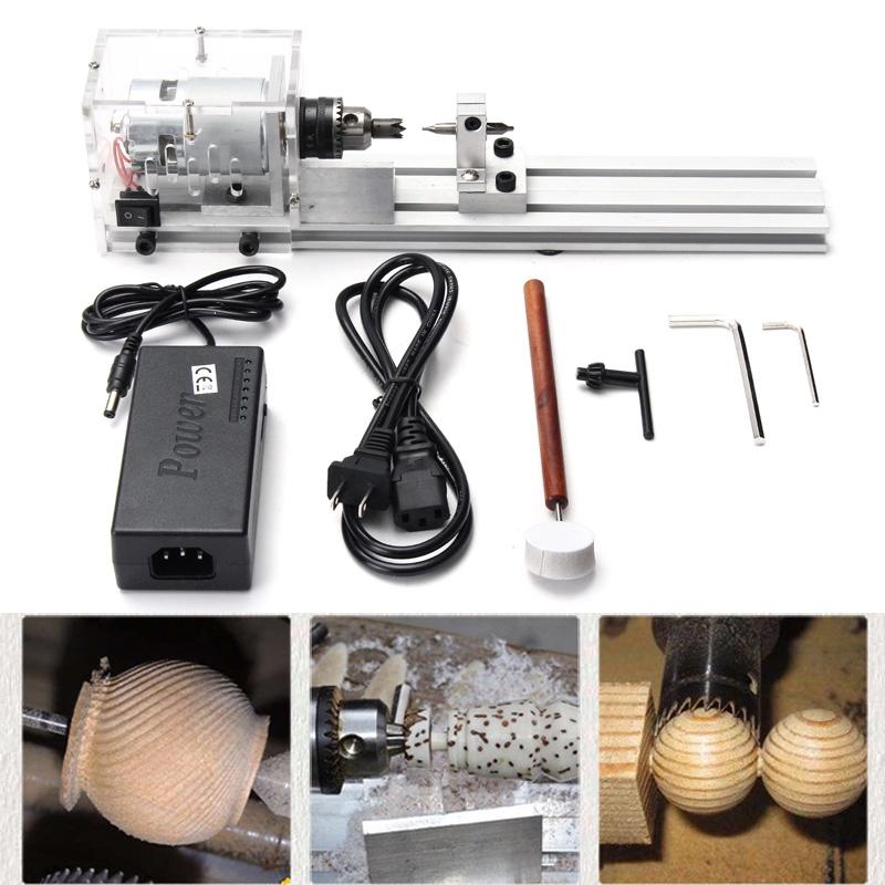 80W 24V Woodworking Buddha Pearl Grinding Polishing Beads Wood lathe Drill Tool Mini DIY lathe machine tools