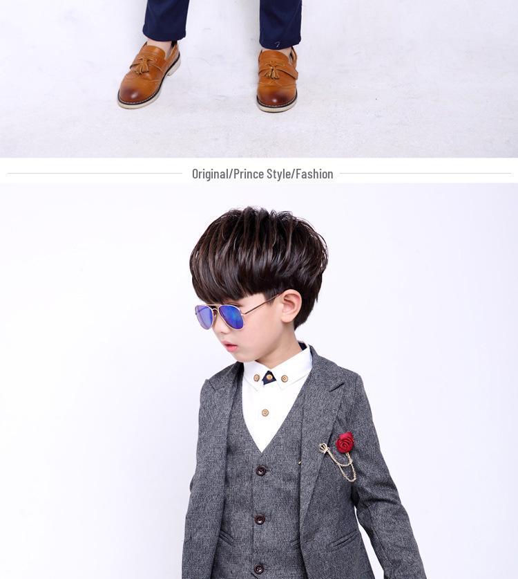 2025 Autumn Korean Style Kids' Flower Girl Dress & Boys' Three-Piece Performance Suit