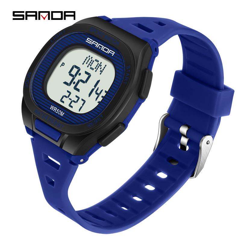 Sanda TEMU New Student Waterproof Square Sport Watch with Multi-Function Display