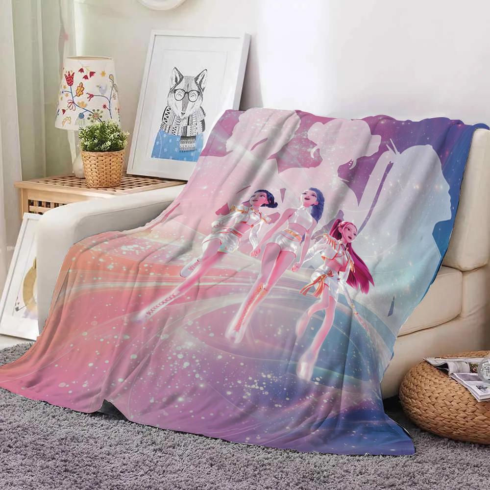 KPop Demon Hunters Colorful Anime Blanket: Girls and Cute Monsters, Super Cool Patterns, Warm and Warm