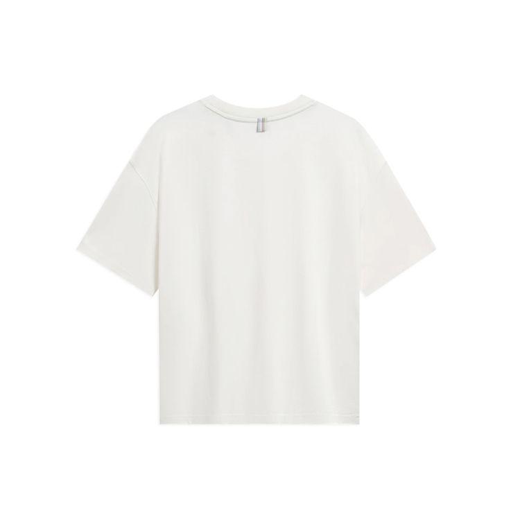 Li Ning Free Growth Logo Print Loose Short Sleeve T-Shirt Women Tops Off-White AHST114-1