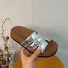 Wear Flat-bottomed One-pedal Cool Slippers for Women's Summer New Retro Beach One-word Slippers