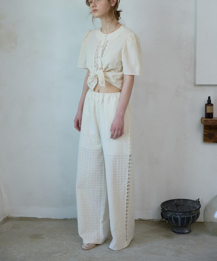 WIOE Lacy Jacquard Banding Pants_Ivory