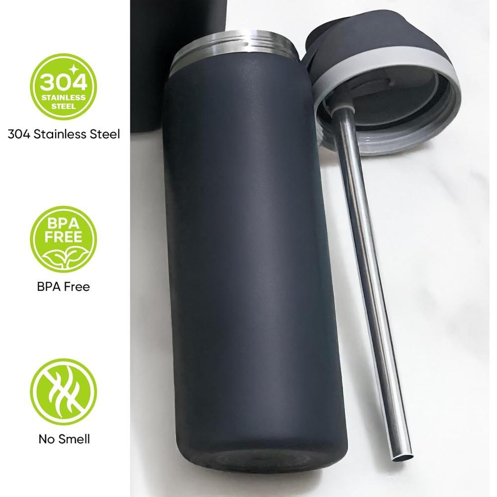 2/4 Pack Water Cup Metal Straws 40 oz Water Bottle Stainless Steel Replacement Tube 0.4 Inch with Cleaning Brush Reusable Straws