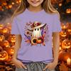 Kids Halloween Printed Short Sleeve T-Shirt Loose Fit Round Neck Casual Tee