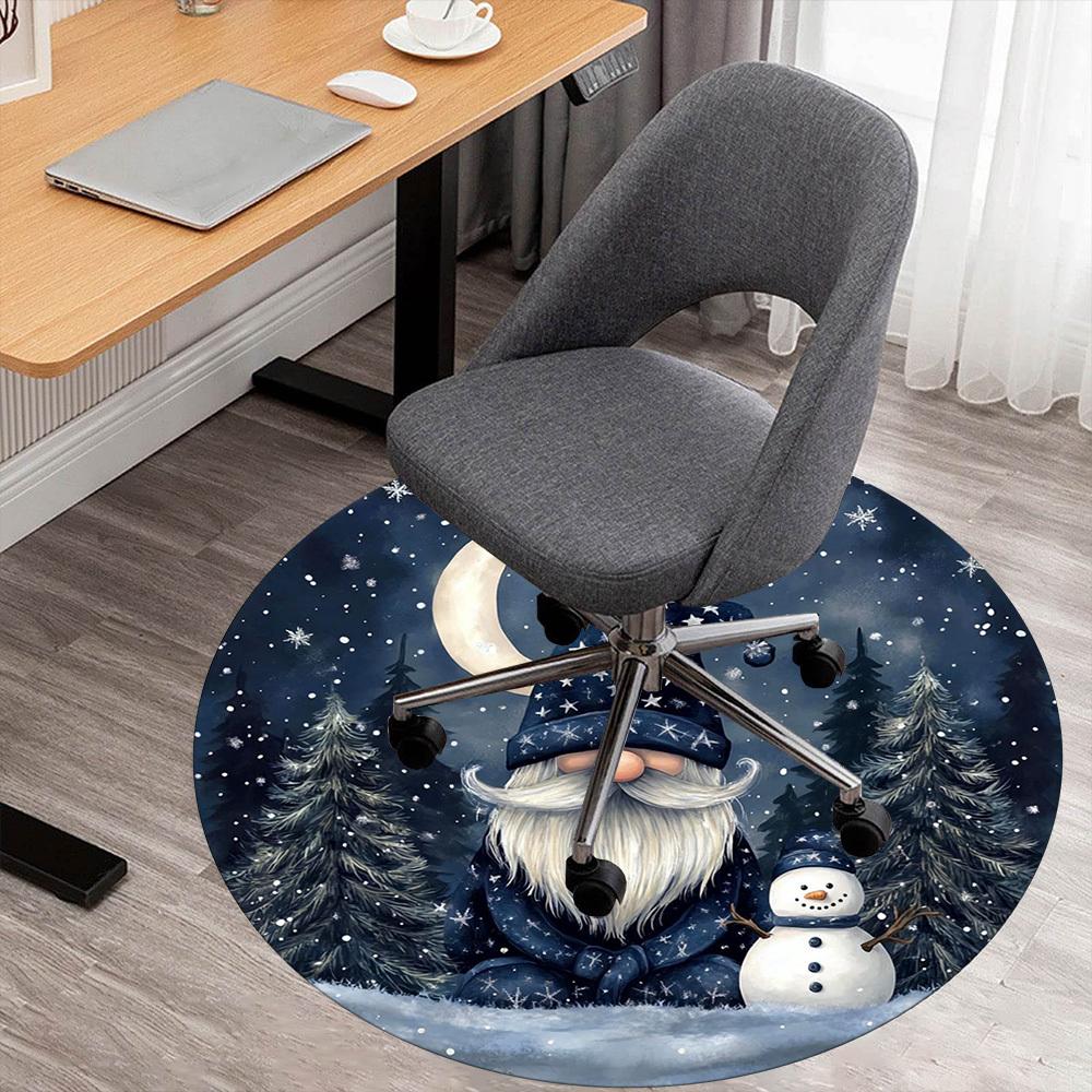 

1pc Gnome Snowman Round Chair mat office Area Rug - Non-Slip, Floor Mat for Office, Bedroom, Ideal home decor gift c0112142 80cm