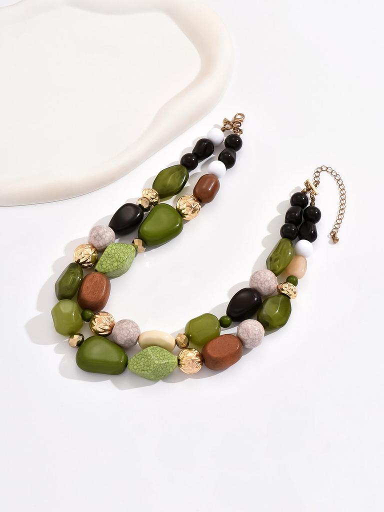 Vintageowy i przesadzony naszyjnik leśny w stylu bohemy modne i spersonalizowane dodatki seksowny wielowarstwowy naszyjnik z koralików