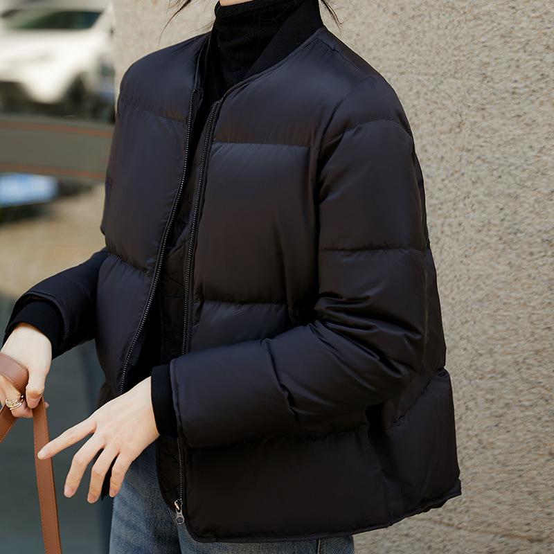 Classic return white goose down baseball jacket, short goose down jacket, threaded down jacket women's jacket winter