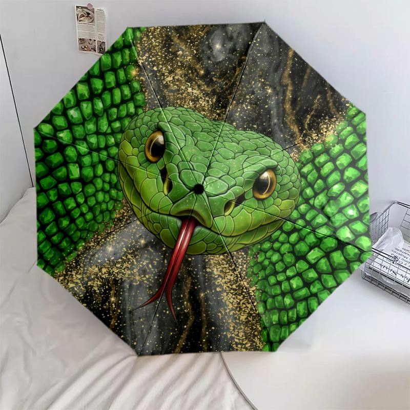 

1 PC Automatic Folding Umbrella - Snake Pattern, Portable & Foldable Design with 8 Ribs, Christmas Birthday Gifts