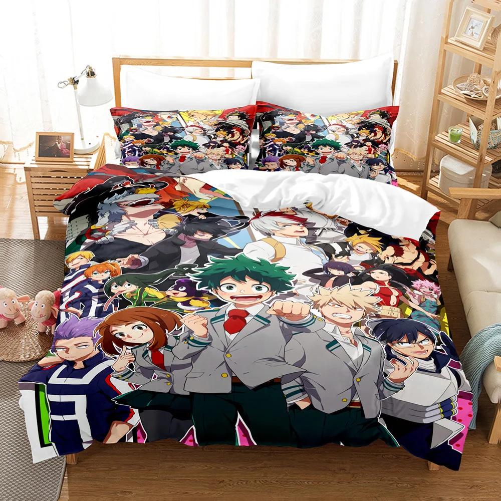 NEW My Hero Academia Anime Duvet Cover Set with Pillow Covers Polyester Teens Kids Bedding Set Full Queen King Size Bed Linen