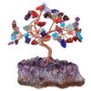 Rockcloud Natural Crystal Tree Stones Chips Money Tree with Amethyst Base Home Decoration for Wealth and Luck, Colorful