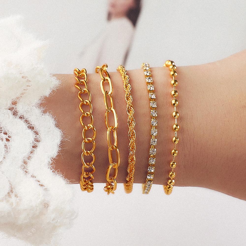 

Bracelet, Fashion Gold Chain Dot Diamond Beaded Bracelet Jewelry