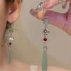 Retro Hollow Out Lotus Jade Ancient Earrings Chinese Style Earrings Women Ear Drop Ear Accessories