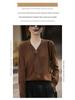 Women's Plus Size Rhinestone V-neck Knit Sweater - Autumn Fashion Long Sleeve Top
