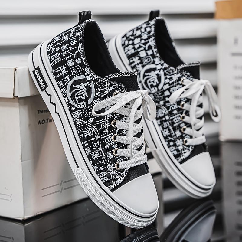 Men 's Casual Four Seasons Canvas Fashion Skateboarding Students Comfortable Sneakers Boys Trending Soft Sole Breathable Shoes