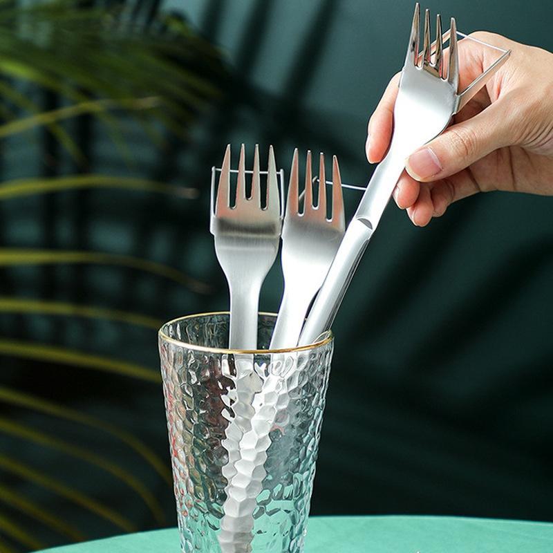 2 in 1 Tragbarer Wassermelonenschneider Gabel Edelstahl Multifunktionale Melonen-Fruchtteiler Schneidemesser Gemüse Küchenwerkzeuge