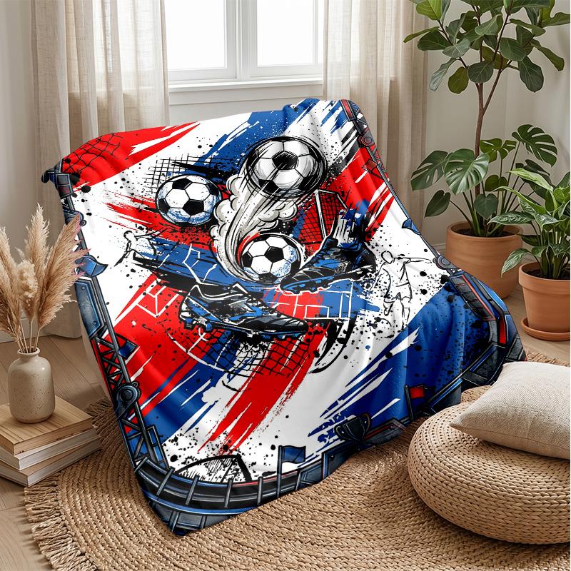 Soccer Ball Celebration 5 Theme Blanket Lightweight Warm Flannel Blanket Decorative Throw Blanket for Home Decoration