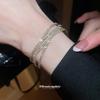 Elegant Diamond-Studded Geometric Multi-Layer Open Bangle - Luxurious French High-End Jewelry.