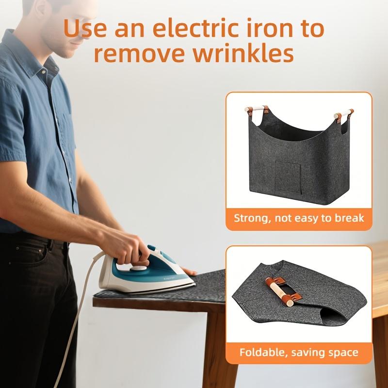 1pc  Extra Large Foldable Felt Firewood Basket,  Heavy Duty with Reinforced Handles - Multi-use Storage - Dark Grey