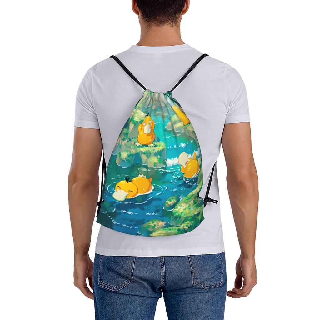 Custom P-Psyducks Drawstring Backpack Bags Women Men Lightweight Cartoon Gym Sports Sackpack Sacks for Training