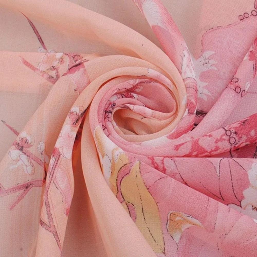 Floral Print Chiffon Scarf Shawl 150*50cm Long Scarf  Outdoor Accessories