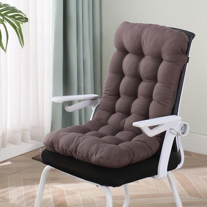 Solid Color Stitching All-in-one Chair Cushion PP Cotton Student Dormitory Backrest Lumbar Protect Waist Mat All-season Thick Office Chair Buttock Pad