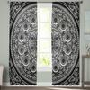 Cortina de tule com padrão geométrico de mandala, cortina para sala de estar, quarto, decoração transparente de chiffon pura voile