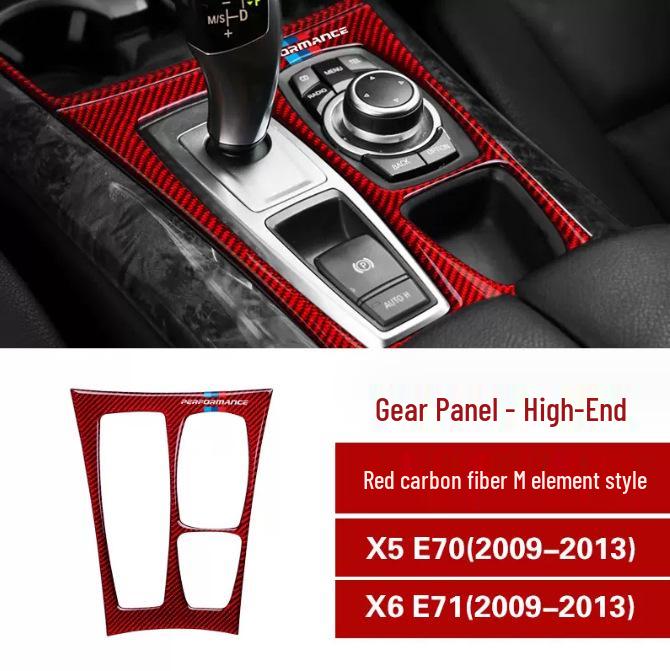 Adesivo de Painel de Marchas em Fibra de Carbono para BMW X5/X6 E70/E71 Console Interior