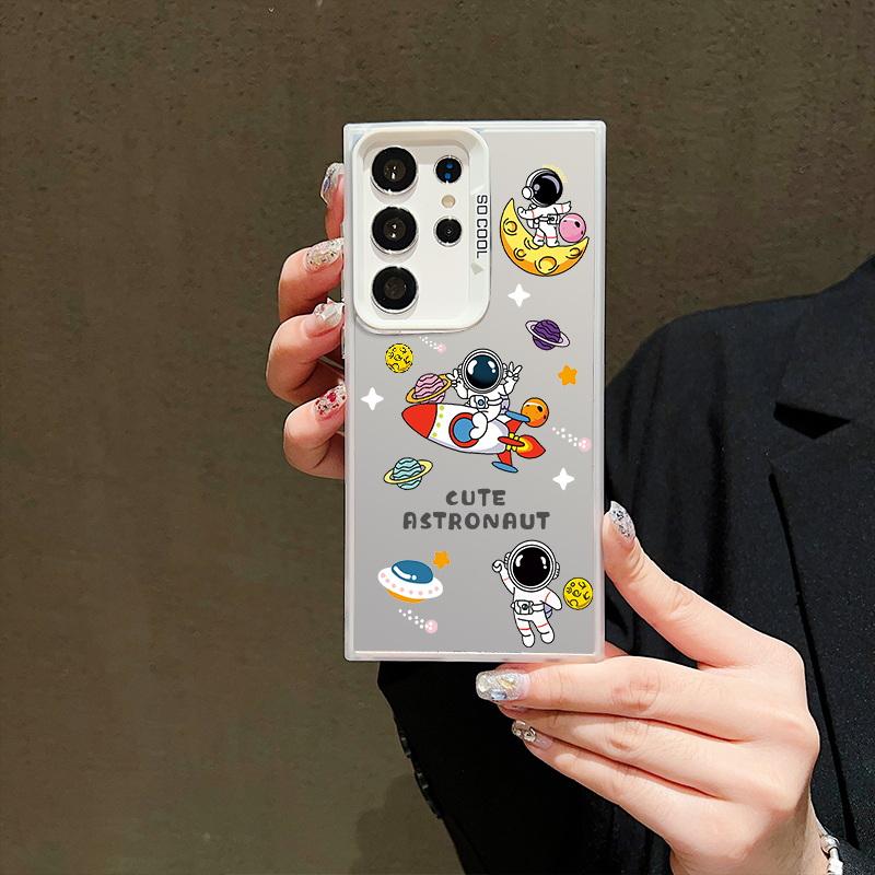 Husă pentru telefon cu laser pentru astronauți de Crăciun pentru iPhone 15 14 Pro Max 13 12 11 Samsung S23 S22 Ultra A54 A53 Copertă din spate cu model de căprior Moș Crăciun antișoc