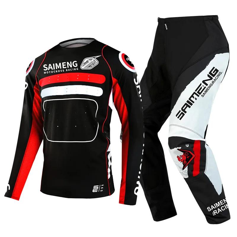 TAILLE 20 22 24 26 28 saimeng ensemble d'équipement pour enfants enduro motocross maillot pantalon mx kits moto VTT Course Off Road pour jeunes combinaison
