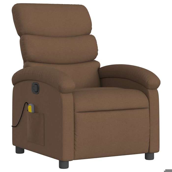 Fauteuil de massage - MAISON EXCLUSIVE - Inclinable - Marron tissu - 6 points vibration USB 5V - Inclinaison 135°
