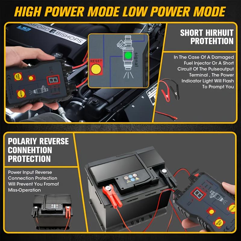 Fuel System Scan Tool Automotive Cleaning Tool Kit Injector Flush Cleaner Car Fuel Injector Tester Portable 4 Pulse Mode