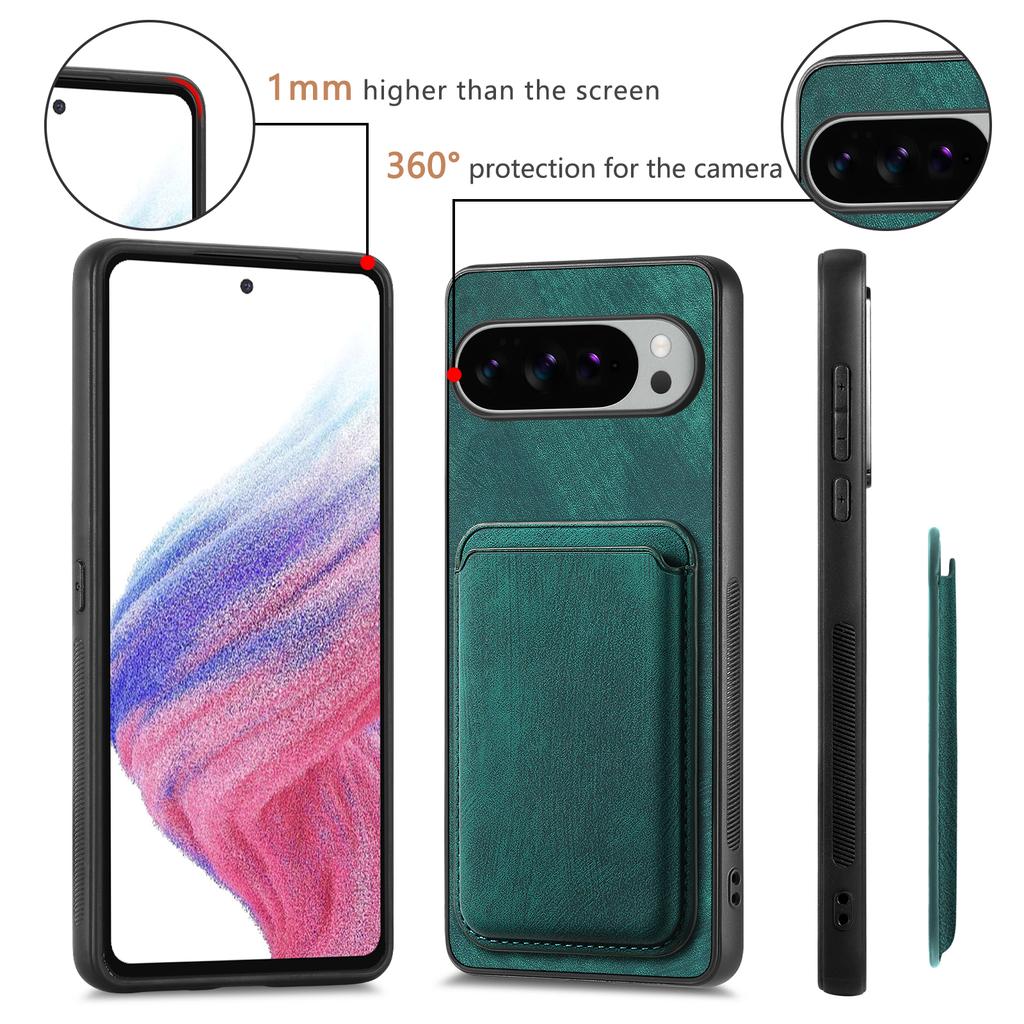 For Google Pixel 10 Pro XL Case Compatible with MagSafe Leather Back Cover with Detachable Card Holder