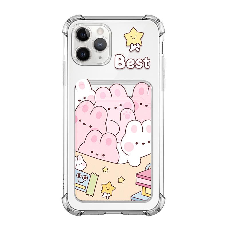 

Защитный чехол Zhitai Rabbit Cartoon для iPhone 15 Pro, 14, 13 Pro - держатель для карт Apple Mobile Shell iPhone 7 Plus/8 Plus