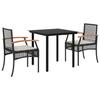 VidaXL Ensemble à Manger de Jardin avec Coussins 3 pcs, Table et Chaise de Terrasse, Meubles de Patio, Mobilier d'Extérieur, 3213603