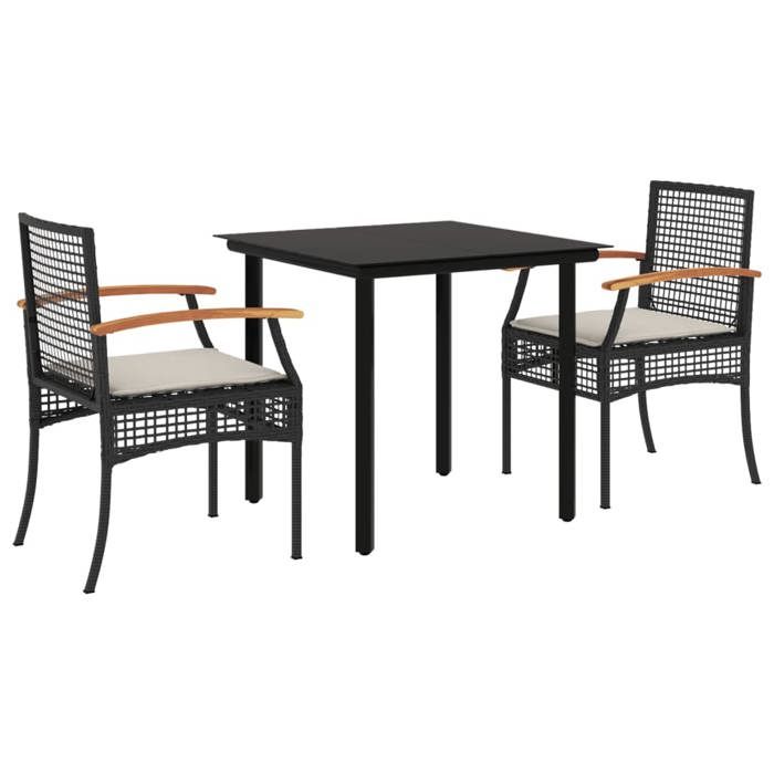 VidaXL Ensemble à Manger de Jardin avec Coussins 3 pcs, Table et Chaise de Terrasse, Meubles de Patio, Mobilier d'Extérieur, 3213603