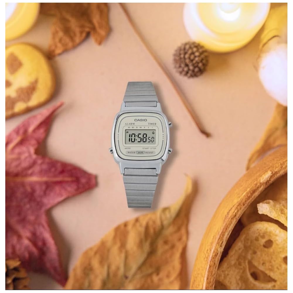 Casio LA670WEA-8AEF Women's Quartz Digital Watch with Stainless Steel Strap Silver