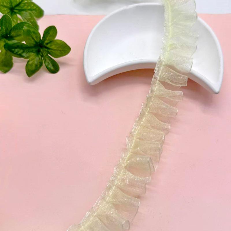 2cm White Powder Blue & Black Wrinkled Fungus Lace Gauze for DIY Bag, Toy, and Clothing Decoration