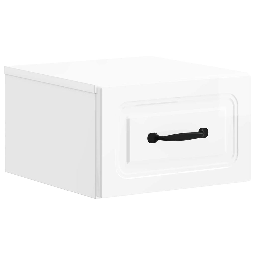 Wall Mounted Nightstand High Gloss White 34.5 x 33 x 20 cm