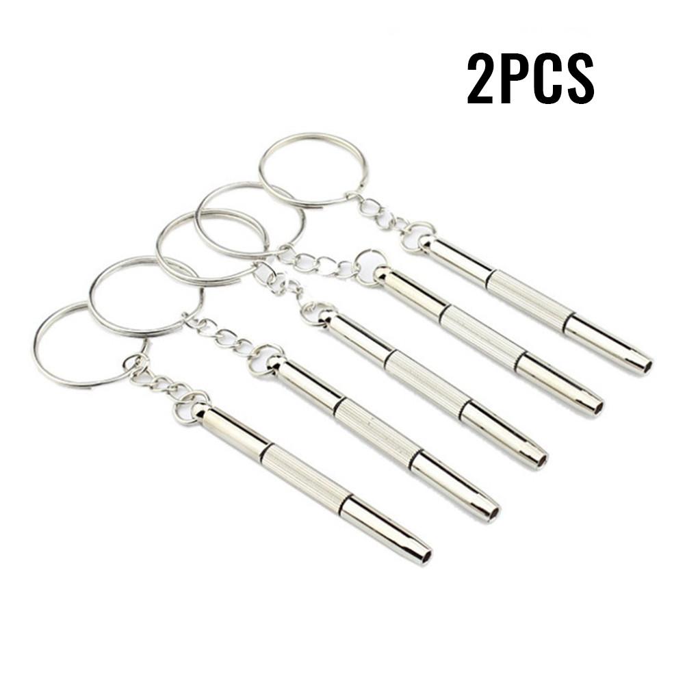 2Pcs Multifunctional Mini Screwdriver 3in1 Screw Driver Glasses Phone Watch Screw Repair Tool Keyring Key Chain
