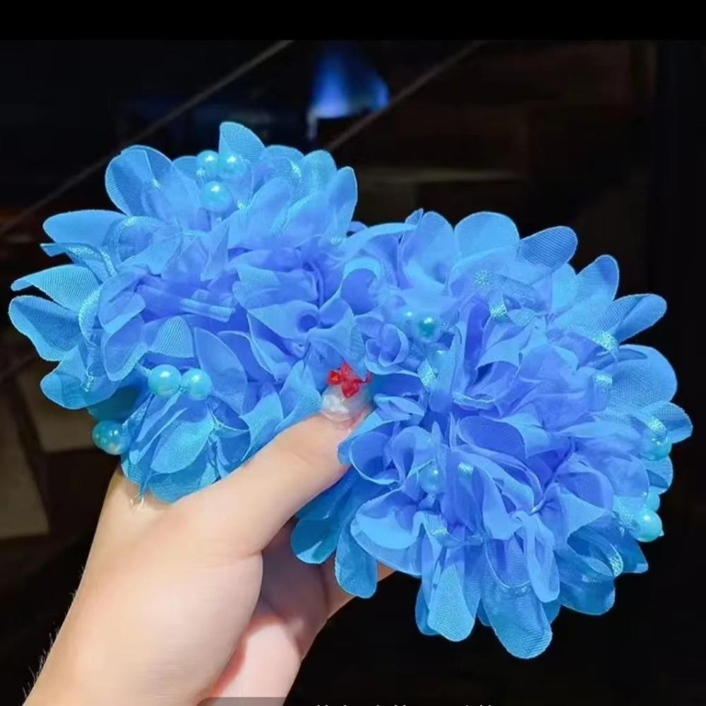4pcs/set High Elastic Floral Hair Rope Beads Ponytail Holder Sweet Kids Head Rope Girls
